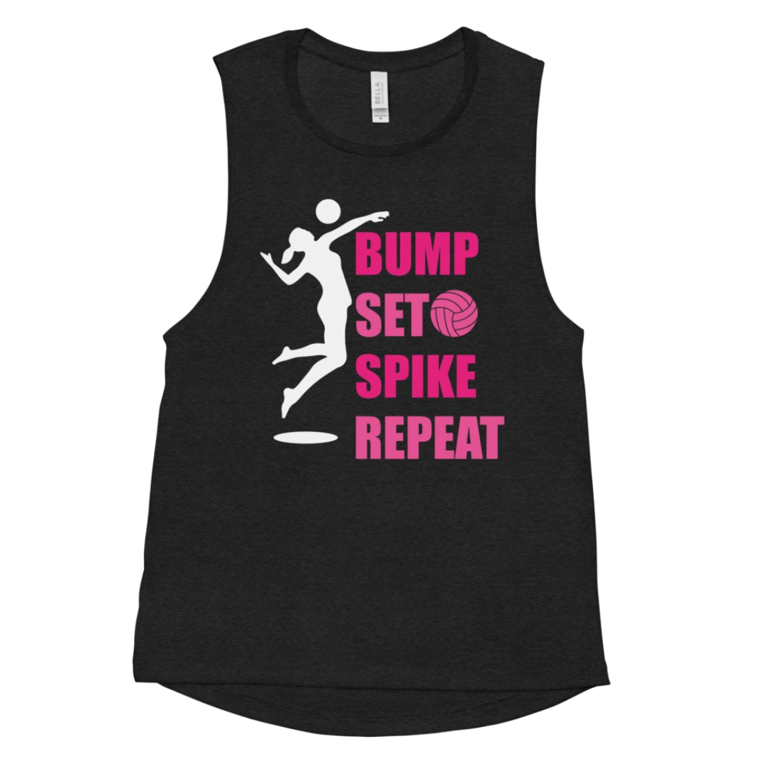 Bump Set Spike Repeat Muscle Tank strappy tank top