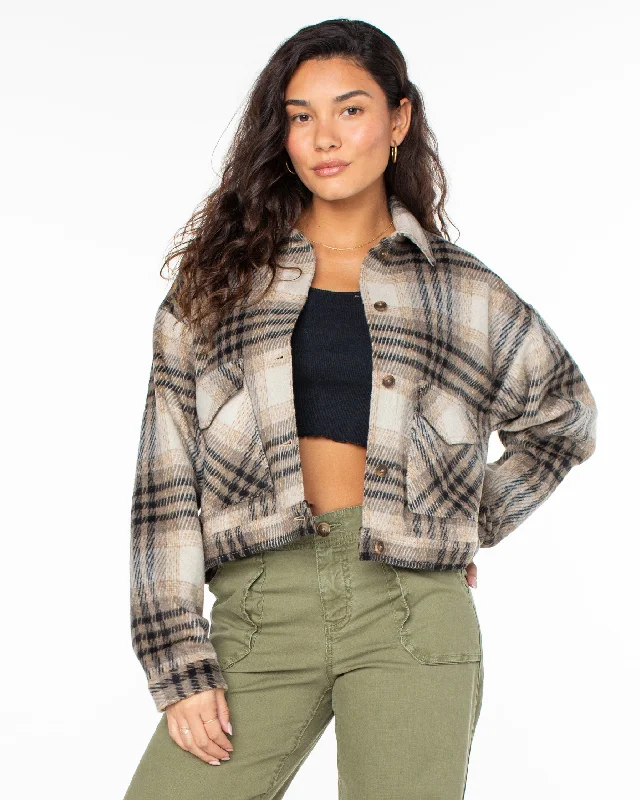 Township Plaid Jacket - Warm Taupe Cotton Jacket Linen Jacket Terry Jacket