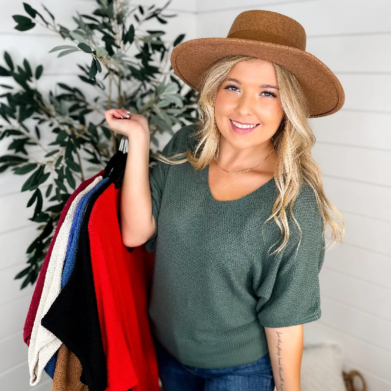 Zenana A New Chapter Cotton Blend Short Sleeve Sweater Top - 8 Colors! Layered Multi-layer Single Layer