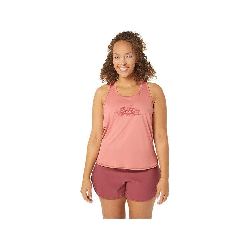 Woman's Nagino Graphic Run Tank -  LIGHT GARNET lime green tank
