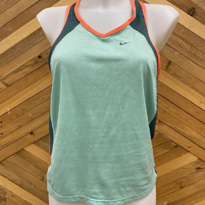 Nike - Women's Dri-Fit Tank Top - MSRP $35: Mint Green/Dark Green/ Neon Orange-women-MD fitted tank top