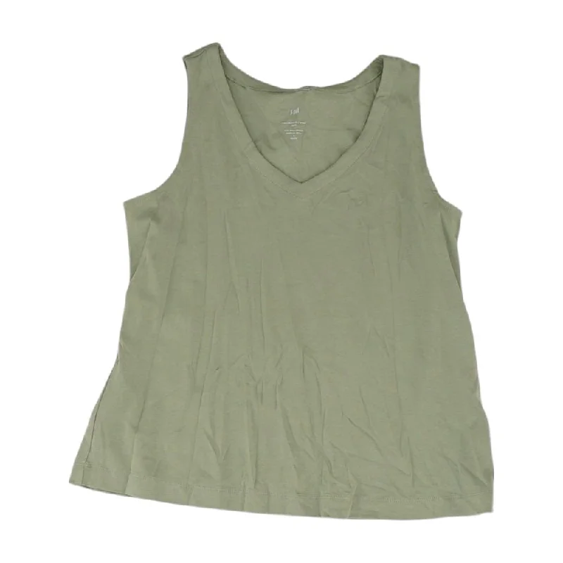 Green Solid Tank crew neck tank
