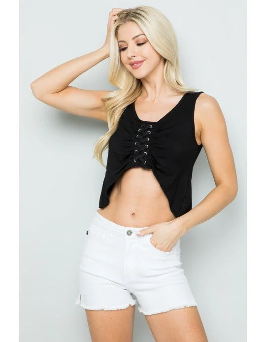 Kathmandu Imports Black Crop Tank Top turquoise tank top