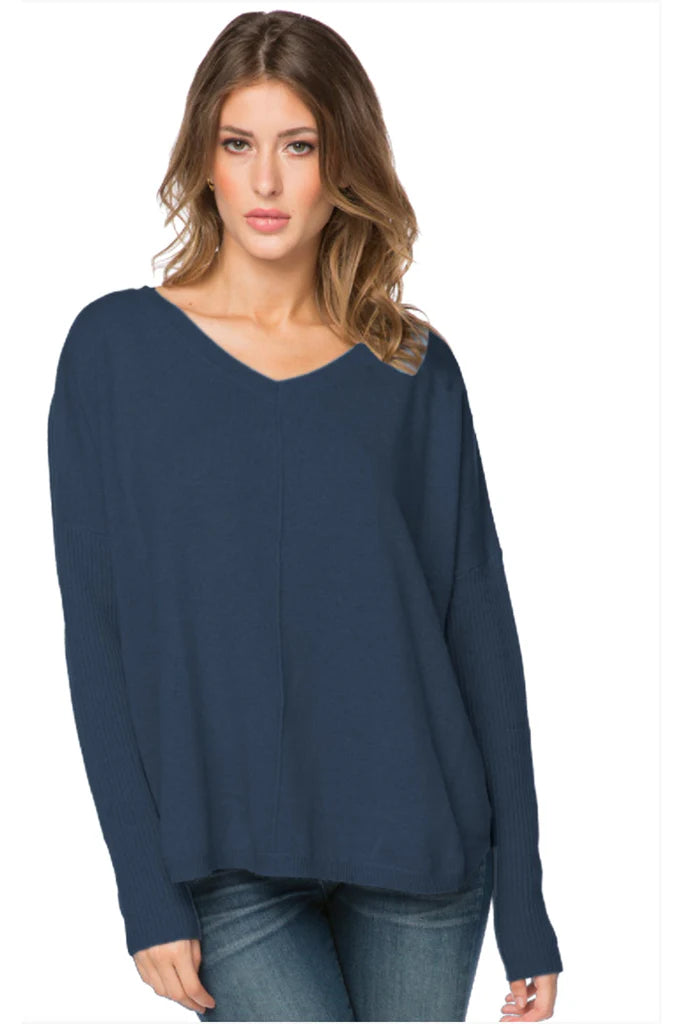 Subtle Luxury Nelly Washable Cashmere V-neck Pullover Box Sleeve Comfort
