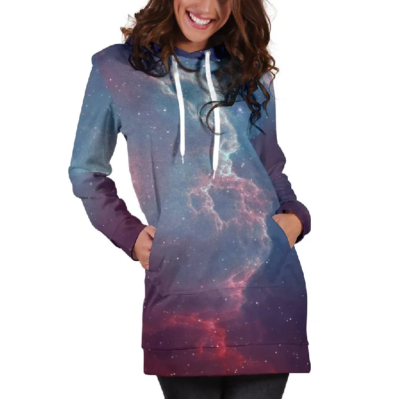 Dark Universe Galaxy Deep Space Print Pullover Hoodie Dress