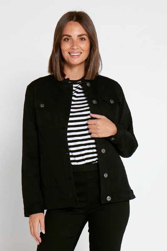 MJ Stretch Denim Jacket - Black Chenille Jacket Brocade Jacket Lace Jacket