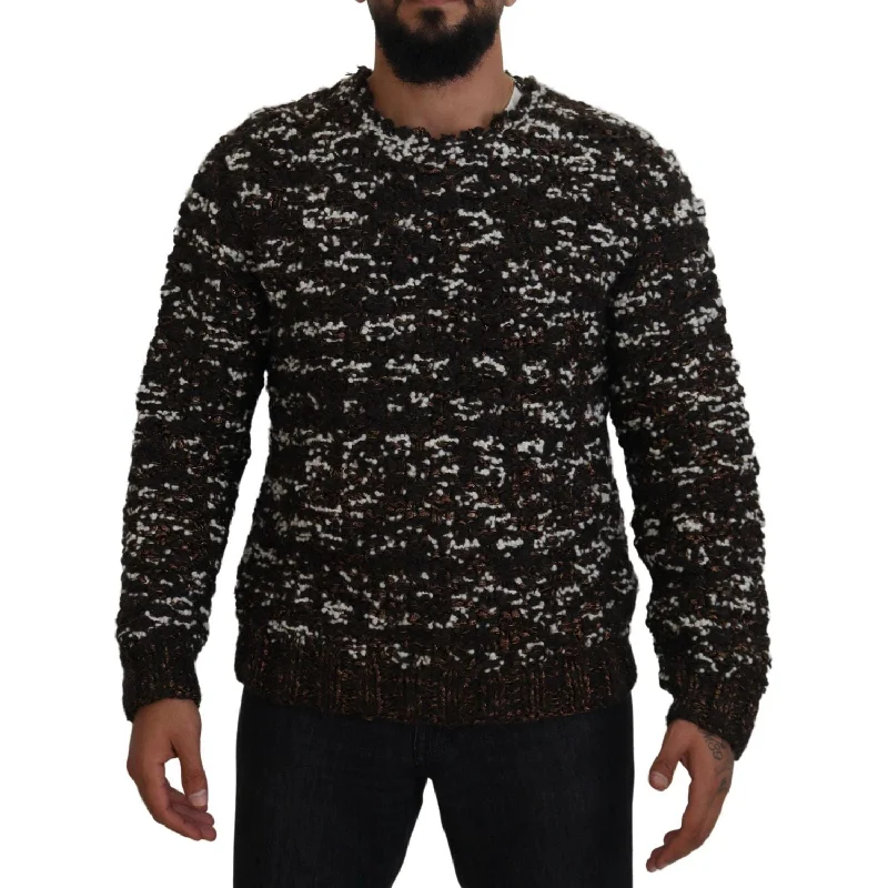 Dolce & Gabbana Elegant Bronze Knit Pullover Sweater Peter Pan Collar