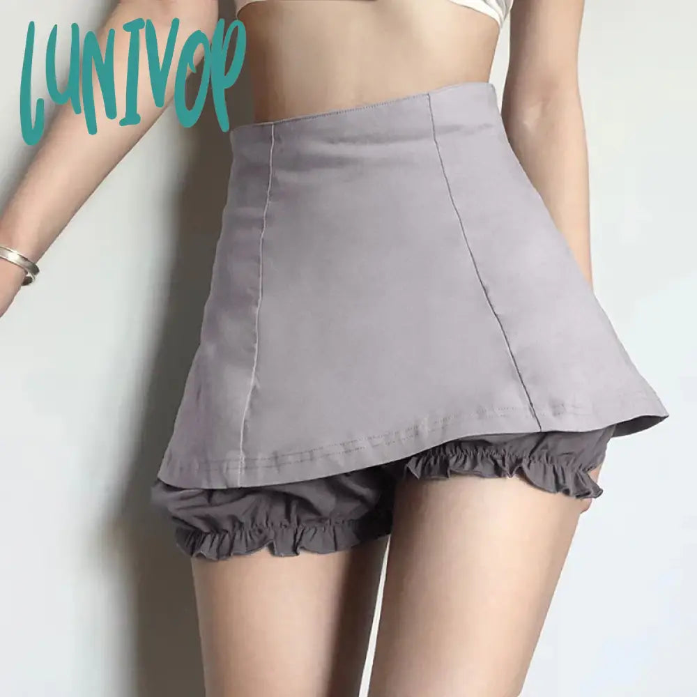 Lunivop Ladies Slim High Waist Mini Skirt  Club Harajuku Gothic Punk High Waist Black Short Skirt Summer Fashion All-match Streetwear linen skirt natural