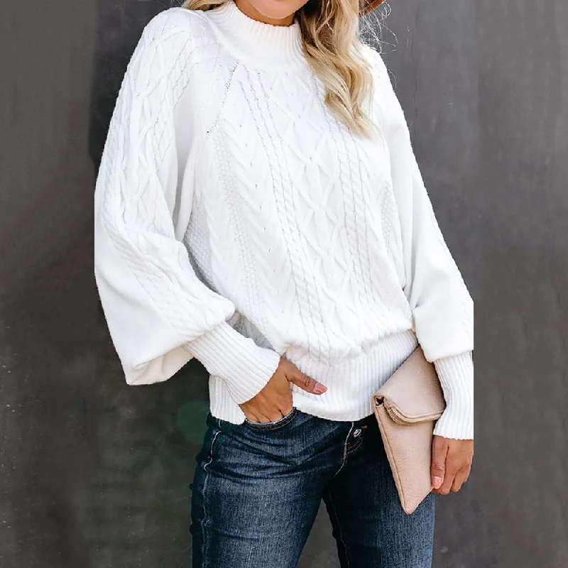 Ladies Loose Long-sleeved Knitted Solid Color Sweater Terry Blend Velvet Blend Canvas Blend