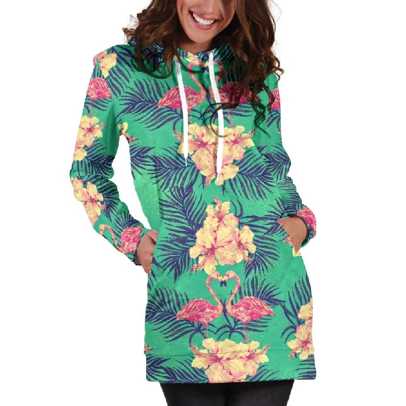 Hawaii Tropical Paradise Pattern Print Pullover Hoodie Dress