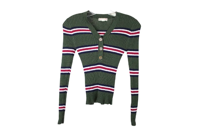 It's Our Time Green Rib Knit Sweater | XS Chenille Blend Fleece Blend Nylon Blend