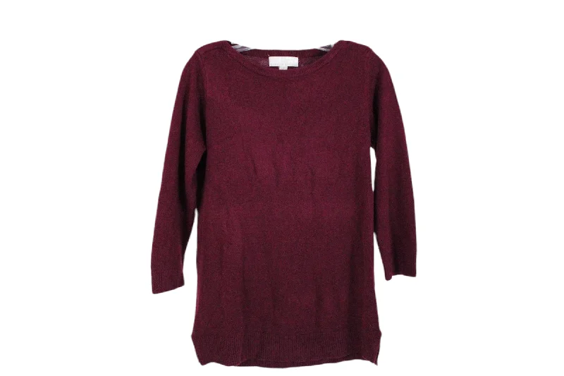 Carolyn Taylor Maroon Soft Knit Sweater | M Embroidered Appliqued Beaded