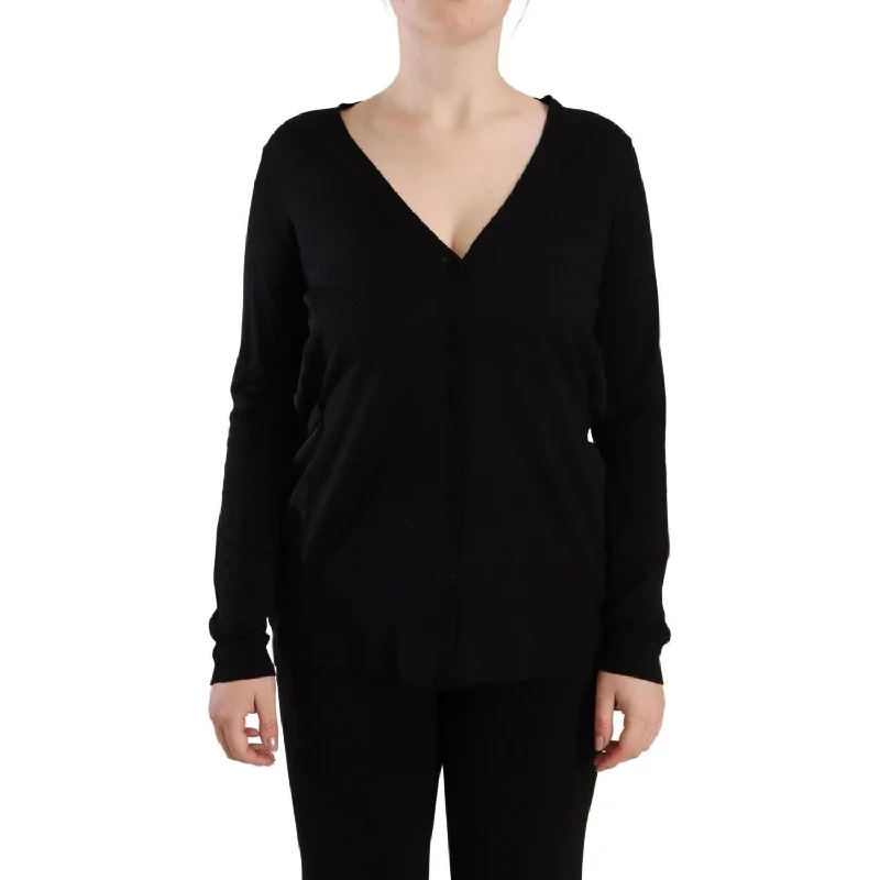 Dolce & Gabbana Elegant Black V-Neck Wool Pullover High Neck Pullover