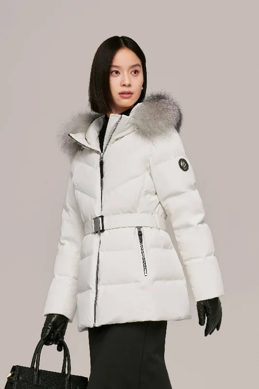 Premium Business Women's Goose Down Jacket With Hood Hoodie Zip-Up Jacket Button-Up Jacket