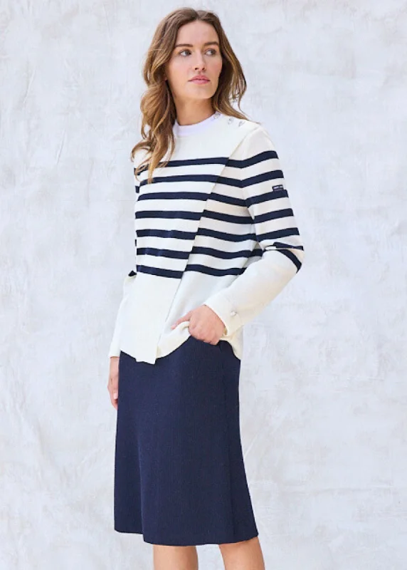 ARTIGUES - Wool Skirt with Pockets and Back Slit (NAVY) spandex blend skirt