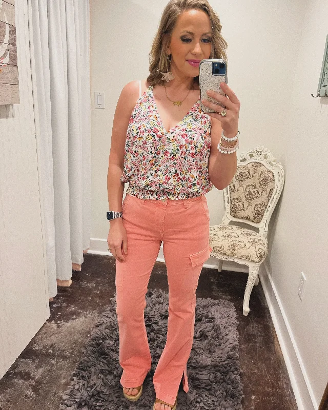 Floral Wrapped Tank ribbed tank top
