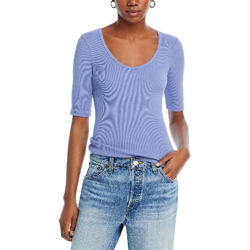 RE/DONE Womens Ribbed Cotton Pullover Top