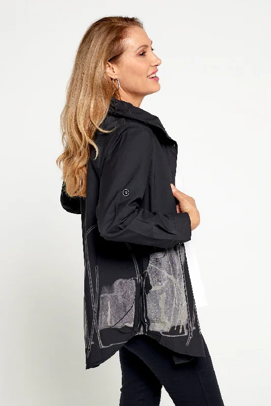 Glenside Jacket - Black Urban Cotton Fabric Linen Fabric Terry Fabric