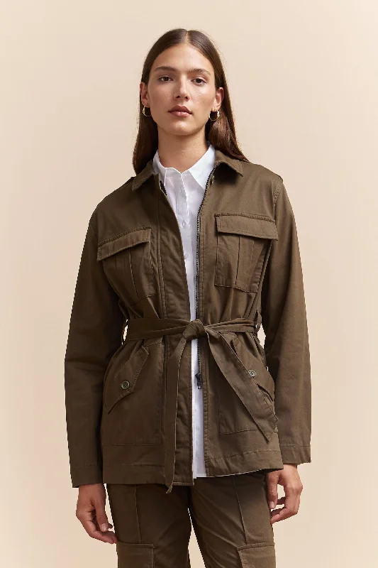 Utility jacket with sash Tiered Jacket Buttoned Jacket Zippered Jacket