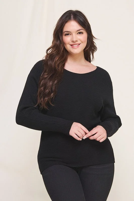 Soft Ribbed Fine Gauge Pullover (Plus) Bolero Style Sweater