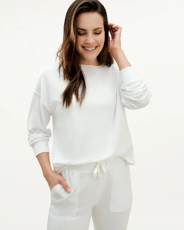 French Terry Pullover Notched Neck Pullover