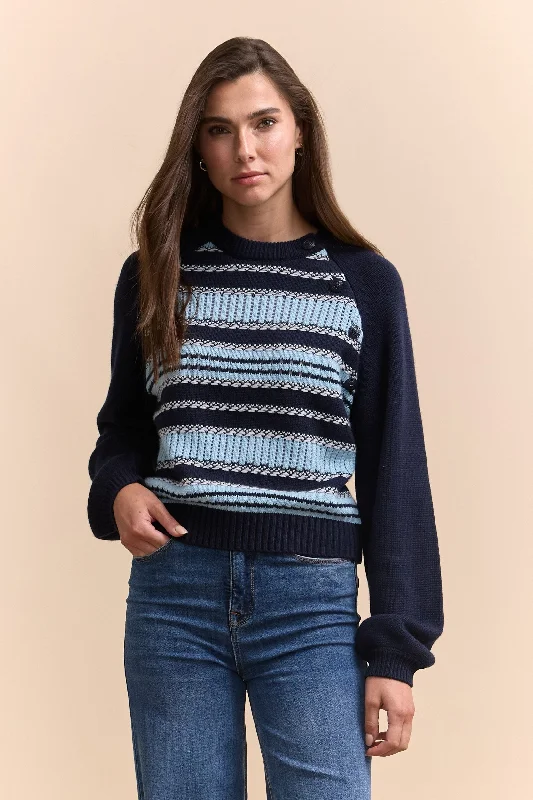 Multi texture stripes sweater Solid Color Striped Floral Print