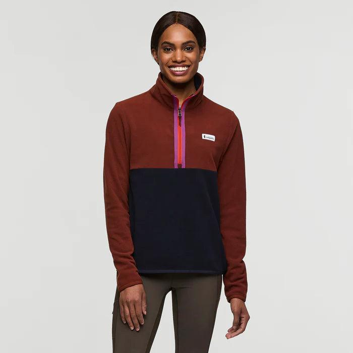 Cotopaxi Women’s Amado Fleece Pullover Rusty and Carbon Textured Knit Design