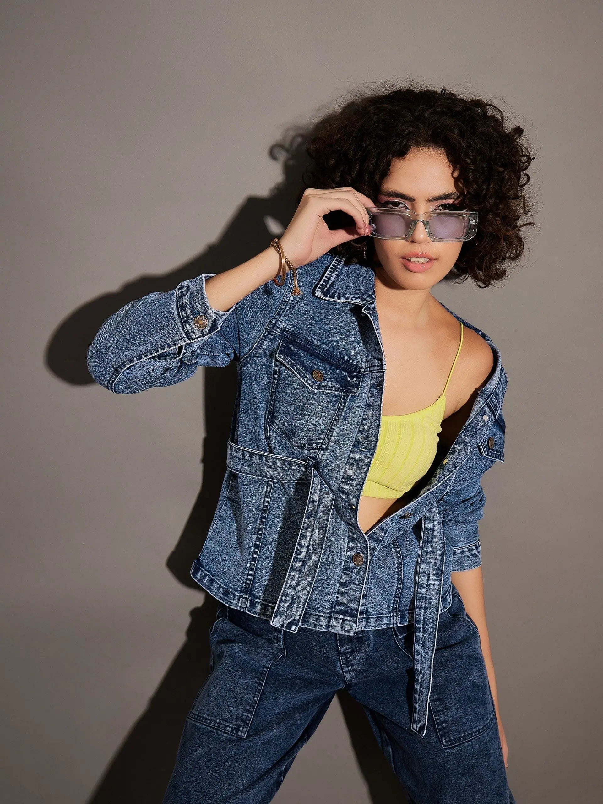 Women Solid Standard Blue Collared Neck Full Sleeve Jacket Welt Pockets Slit Pockets Flap Pockets