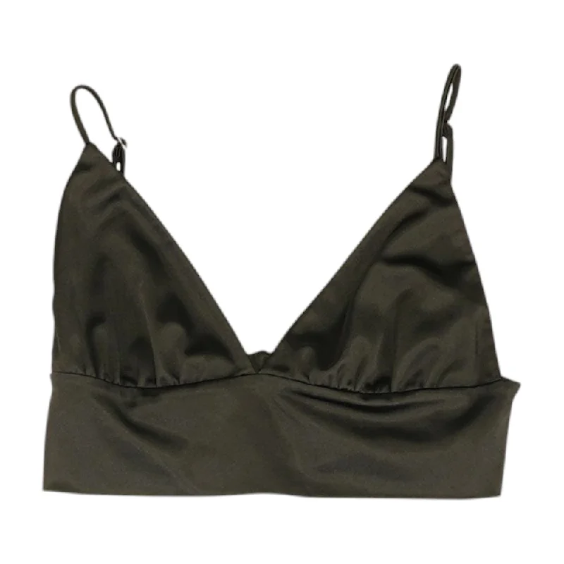 Black Solid Cropped Tank grey tank top