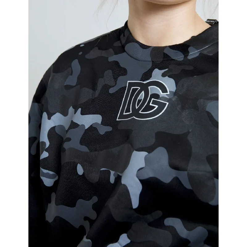 Dolce & Gabbana Elegant Black Camouflage Pullover Sweater Slim Sleeve Pullover
