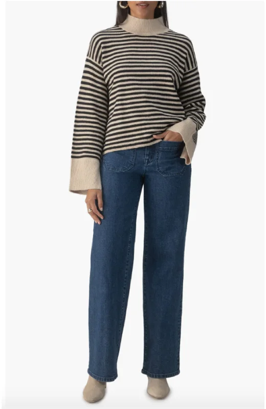 Sanctuary - Chalet Stripe Sweater Mesh Sweater Canvas Denim