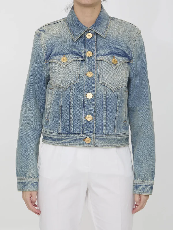 Vintage Denim Jacket Ribbed Jacket Pleated Jacket Ruffled Jacket