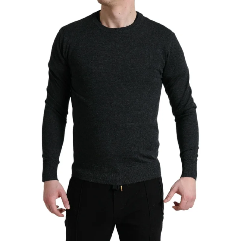 Dolce & Gabbana Elegant Gray Wool Pullover Sweater Slouchy Comfort Pullover