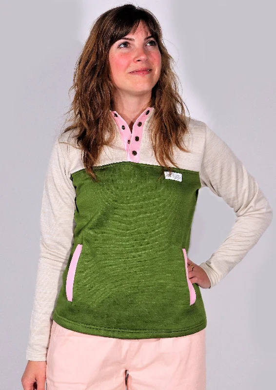 Bailey Snap Pullover (Pesto Green) Boyleg Sleeve Pullover