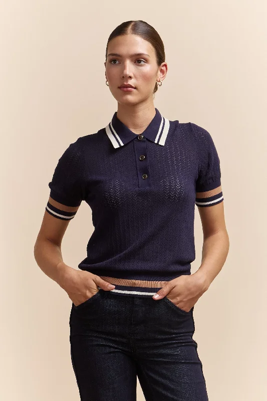 Textured polo sweater Terry Terry Cloth Terry Knit