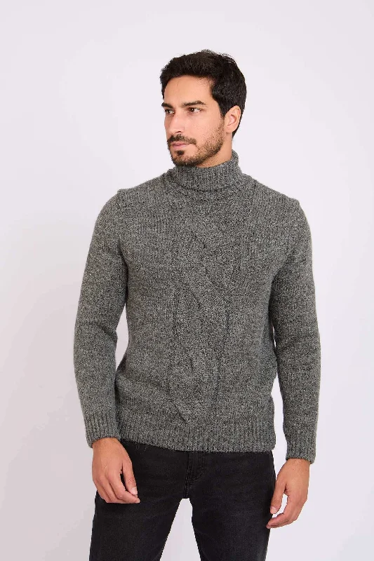 Men Regular Fit Pullover - Grey Plunging Neck Pullover