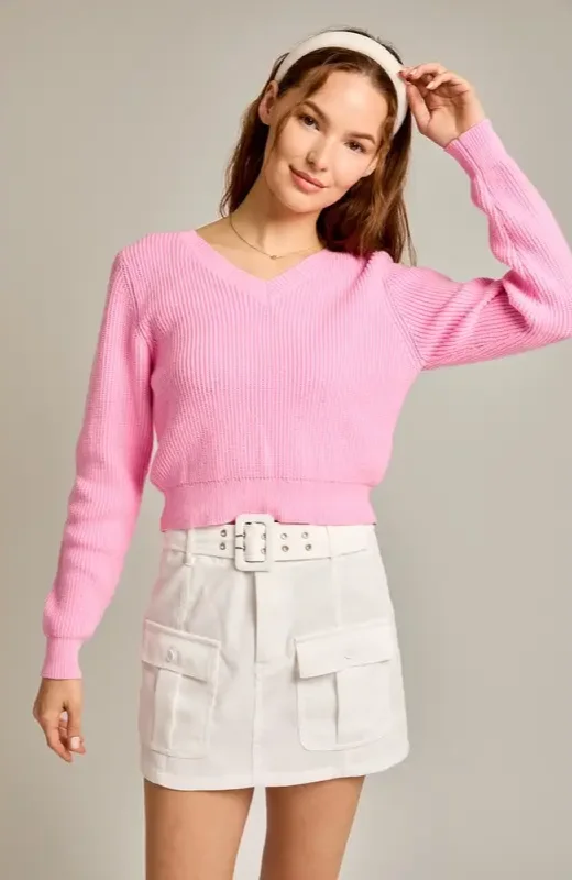 V-neck Sweater Top Terry Terry Cloth Terry Knit