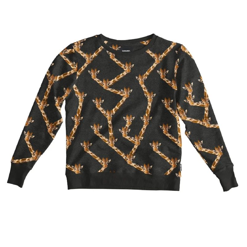 SNURK Giraffe Black Sweater Women Silk Blend Satin Velvet