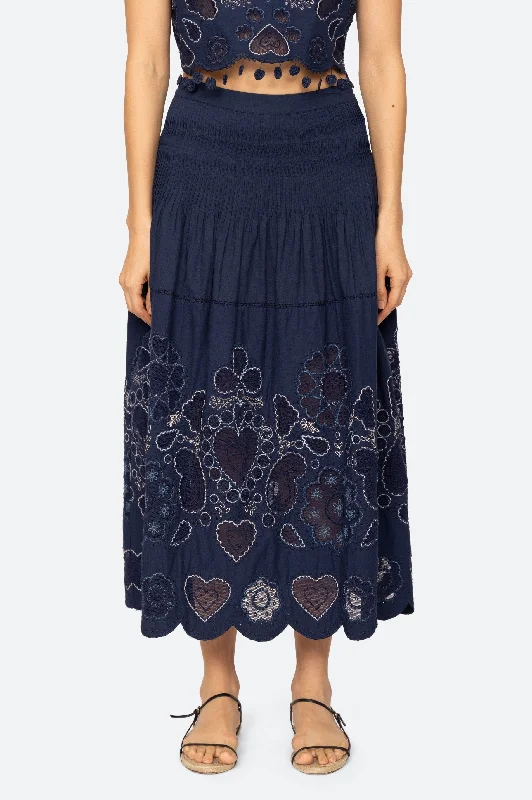 Jeanetta Eyelet Skirt silk skirt lustrous