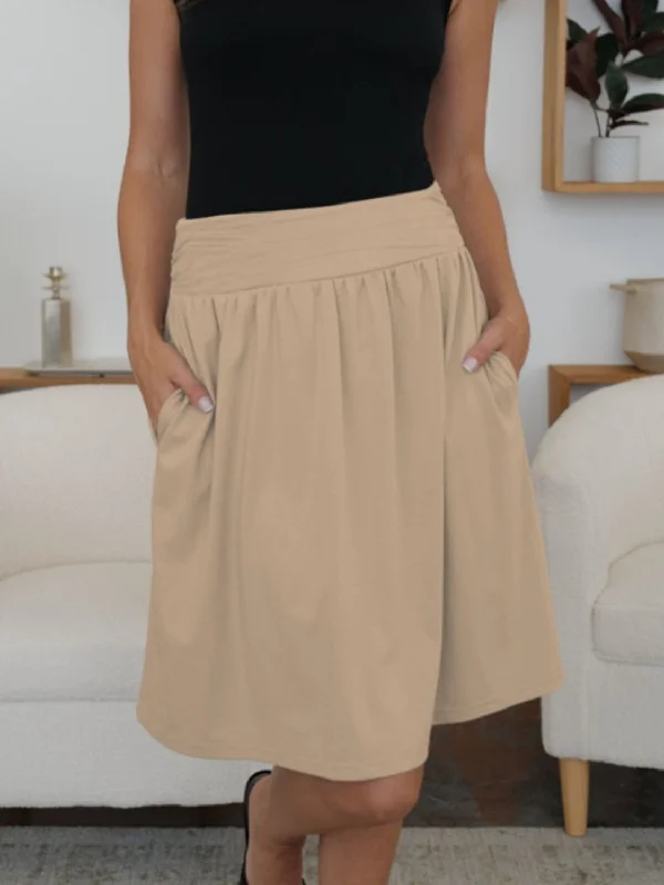 Elastic Waist Skirt with Pockets maxi skirt elegant
