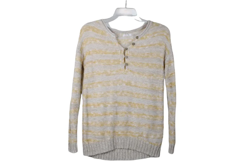 Maurices Yellow Striped Sweater | XS Zippered Buttoned Snapped