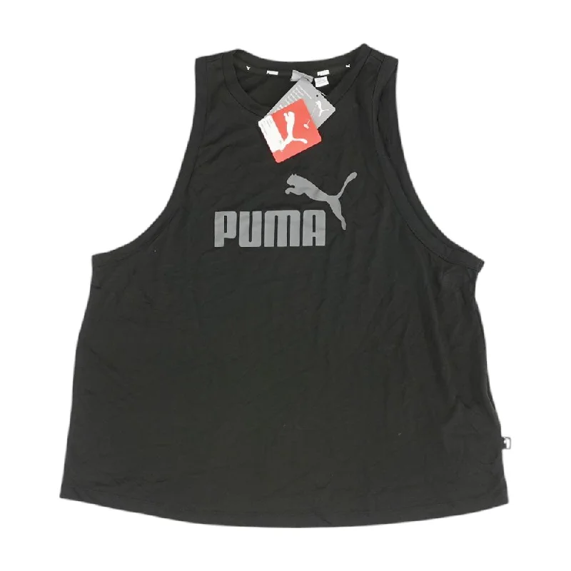 Black Solid Active Tank cotton tank top
