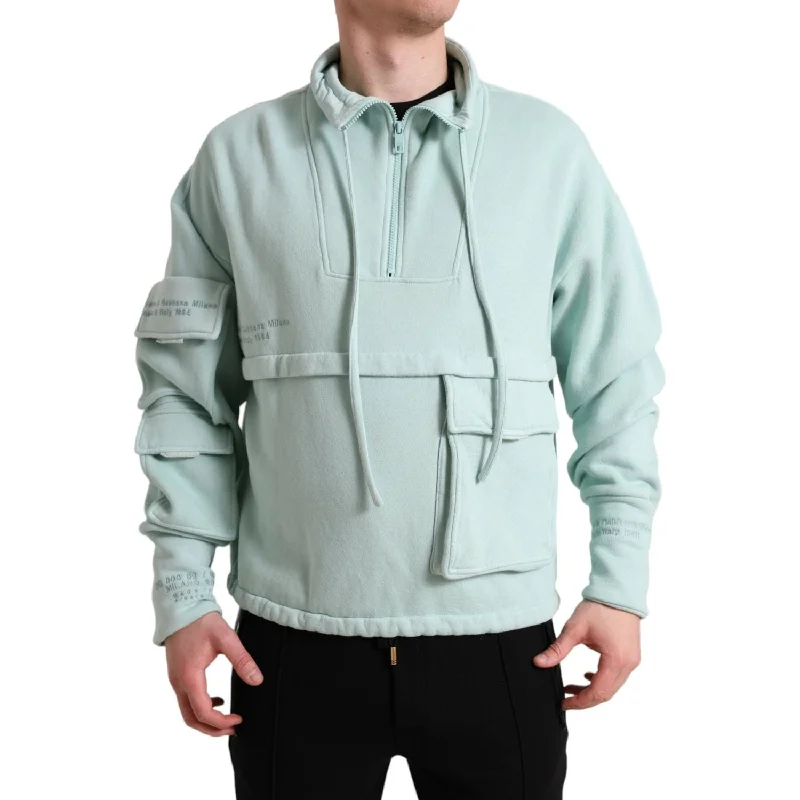 Dolce & Gabbana Chic Mint Green Pullover Sweater Fleece Warm Pullover