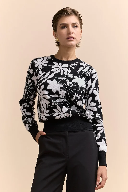Floral jacquard sweater Chenille Fabric Brocade Fabric Lace Fabric