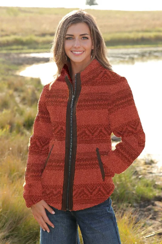 Cruel Denim Ladies Teddy Bear Fleece Jacket - Copper - CWJ7324002 - On Sale Knit Jacket Woven Jacket Fleece Jacket