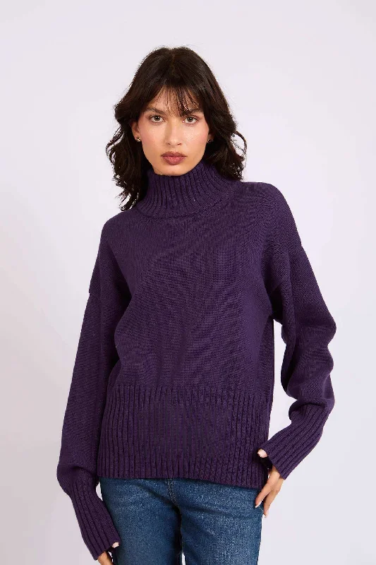 Women Regular Fit Pullover - Purple Surplice Neck Pullover