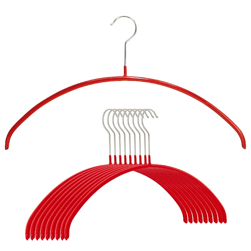 Euro Shirt, Sweater, Dress, Non-Slip Steel Clothing Hanger, Model 40P, Red Neon Metallic Matte