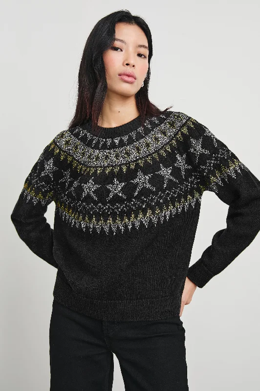ZOEY SWEATER - METALLIC FAIR ISLE Fitted Loose Oversized