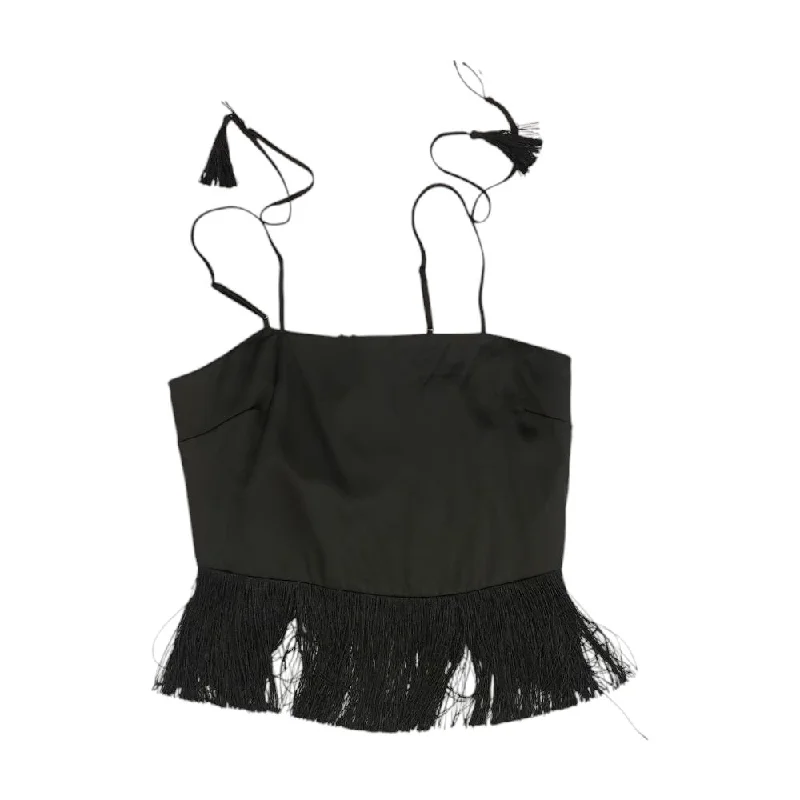 Black Solid Cropped Tank peekaboo tank top