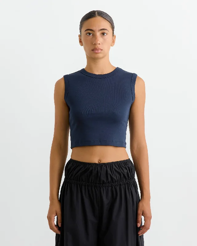 Esme Crop Tank in Navy navy tank top